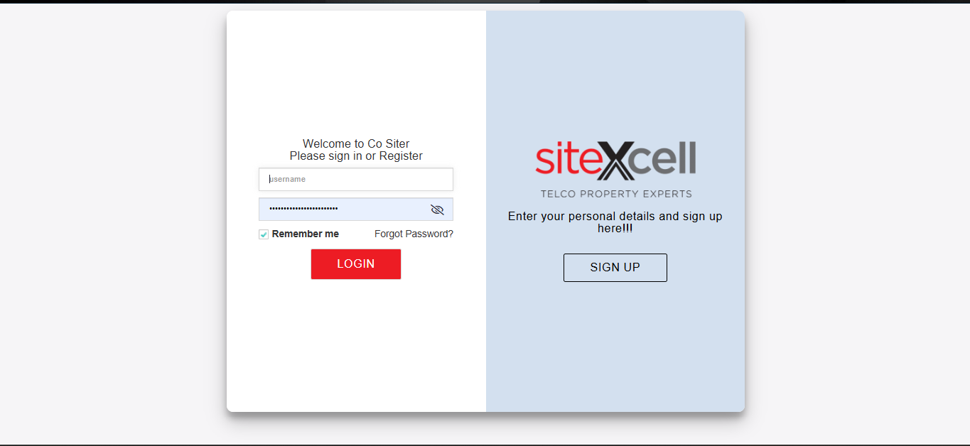 Sitexcell (Co-siter) Portal screenshot 1